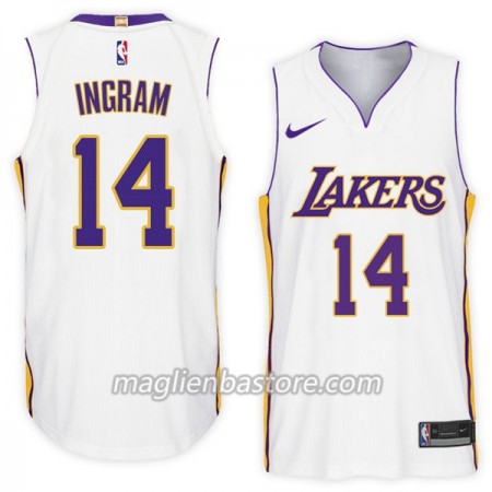 Maglia NBA Los Angeles Lakers Brandon Ingram 14 Nike 2017-18 Bianco Swingman - Uomo